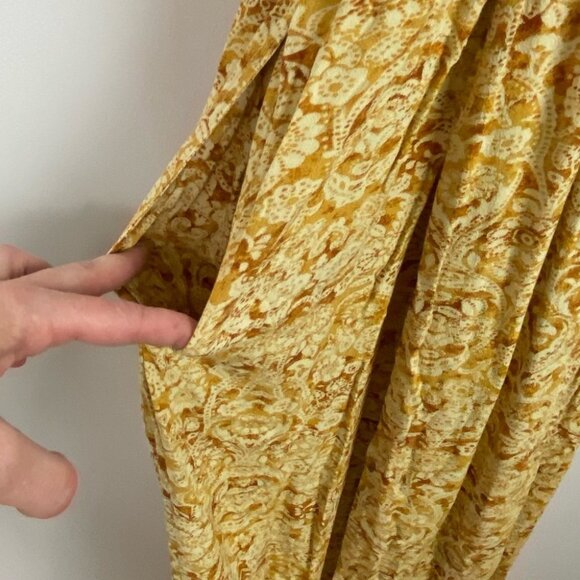 Free People Yellow Sugar Sands Jumpsuit Wide Leg Floral Print Smocked Size XS‎ - Picture 11 of 16